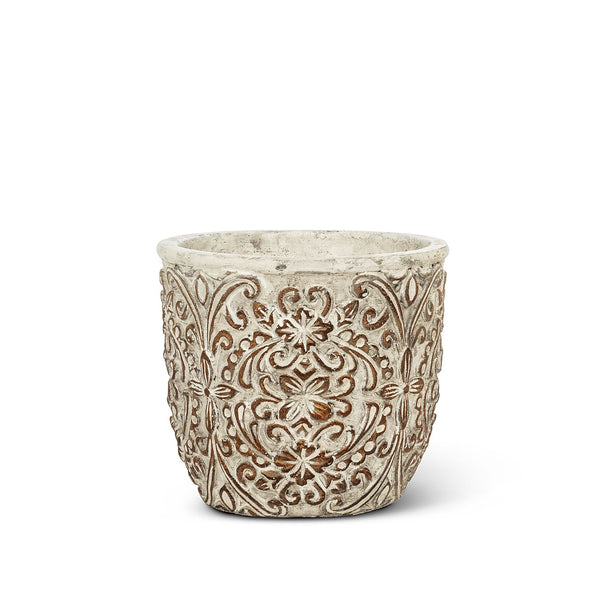 Ivory Embossed Planter - SMALL
