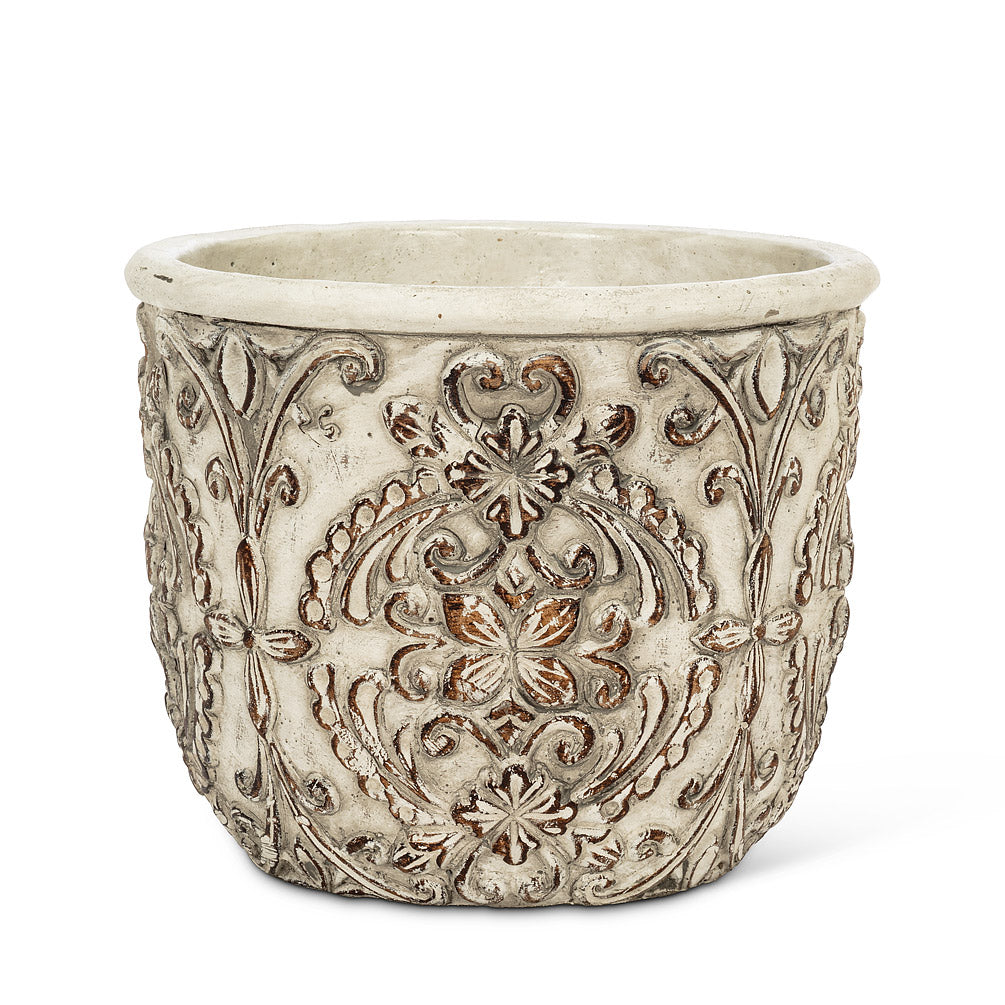 Ivory Embossed Planter - MEDIUM
