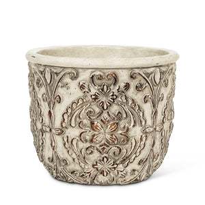 Ivory Embossed Planter - MEDIUM