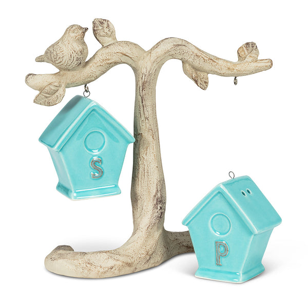 Blue Birdhouse Salt & Pepper, Set Of 3