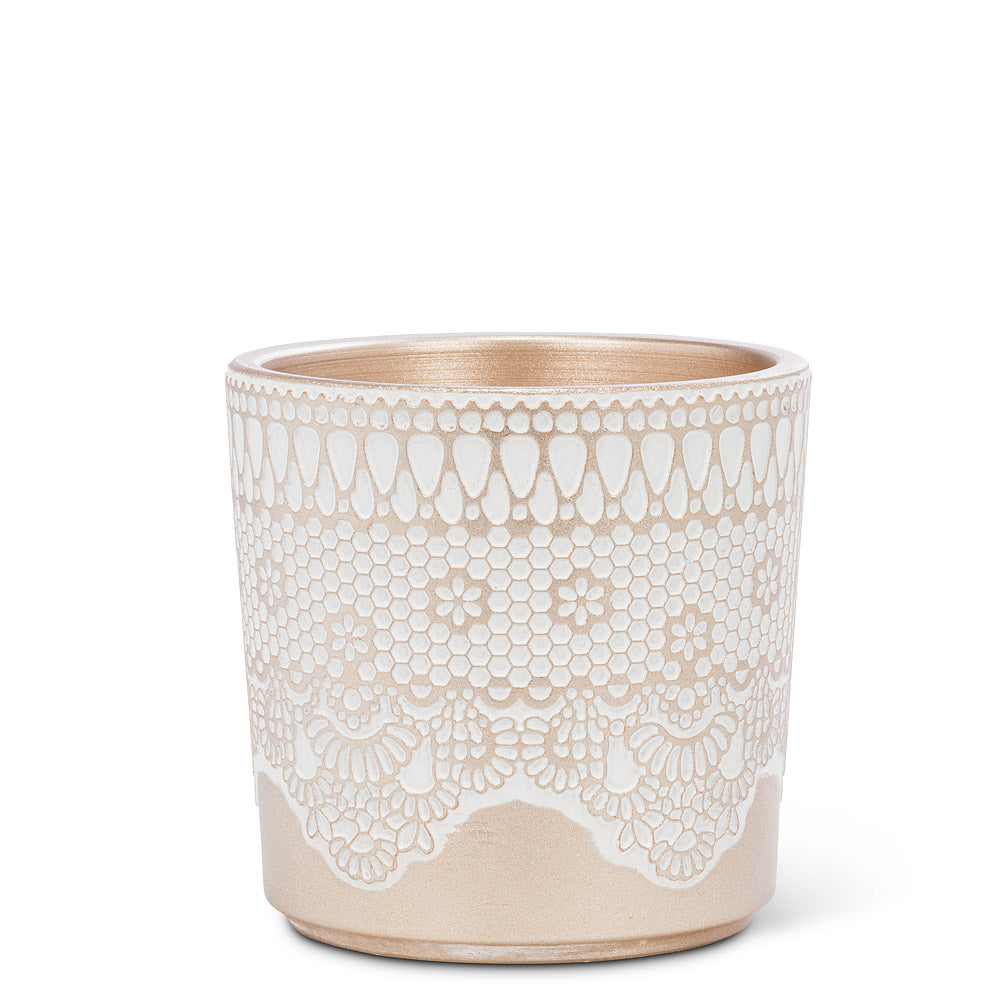 Gold Lace Etched Planter - SMALL
