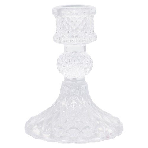 Depression Glass Taper Candle Holder, SMALL CLEAR