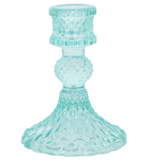 Depression Glass Taper Candle Holder, SMALL AQUA