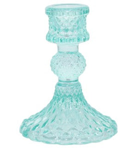 Depression Glass Taper Candle Holder, SMALL AQUA