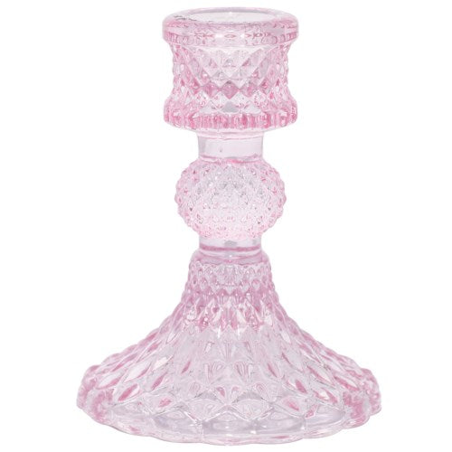 Depression Glass Taper Candle Holder, SMALL PINK