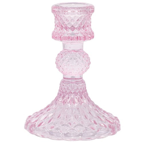 Depression Glass Taper Candle Holder, SMALL PINK