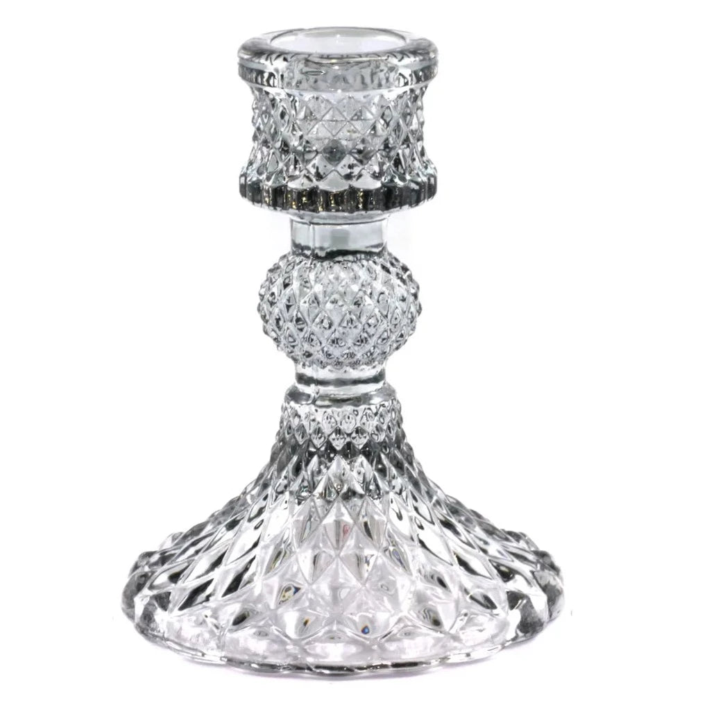 Depression Glass Taper Candle Holder, SMALL SMOKE