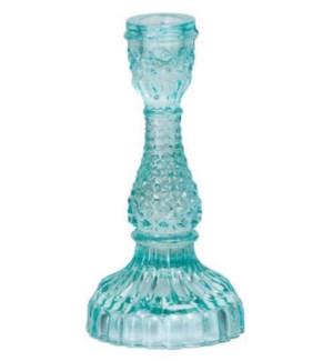 Depression Glass Taper Candle Holder, MEDIUM AQUA