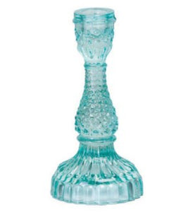 Depression Glass Taper Candle Holder, MEDIUM AQUA