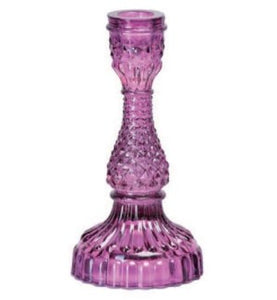 Depression Glass Taper Candle Holder, LARGE HEATHER