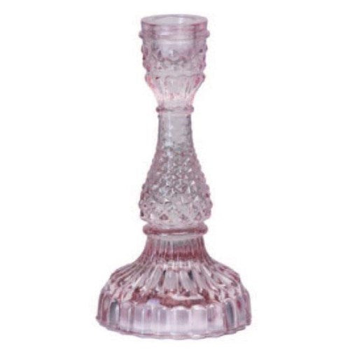 Depression Glass Taper Candle Holder, LARGE PINK