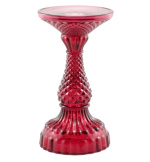 Depression Glass Pillar Candle Holder, SMALL RED