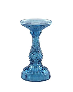 Depression Glass Pillar Candle Holder, SMALL NAVY BLUE