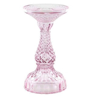 Depression Glass Pillar Candle Holder, SMALL PINK