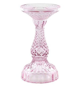 Depression Glass Pillar Candle Holder, SMALL PINK