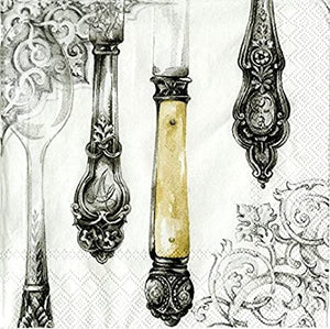 Luncheon Paper Napkin: Silver Cutlery