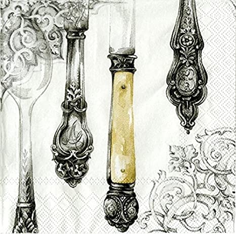 Lunch Paper Napkin: Silver Cutlery