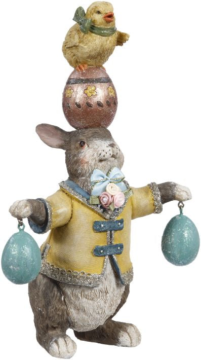 Vintage Rabbit With Stacked Egg And Chick Figurine