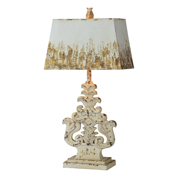 Ivory And Gold Damask Table Lamp