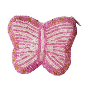 Pink Butterfly Beaded Wallet