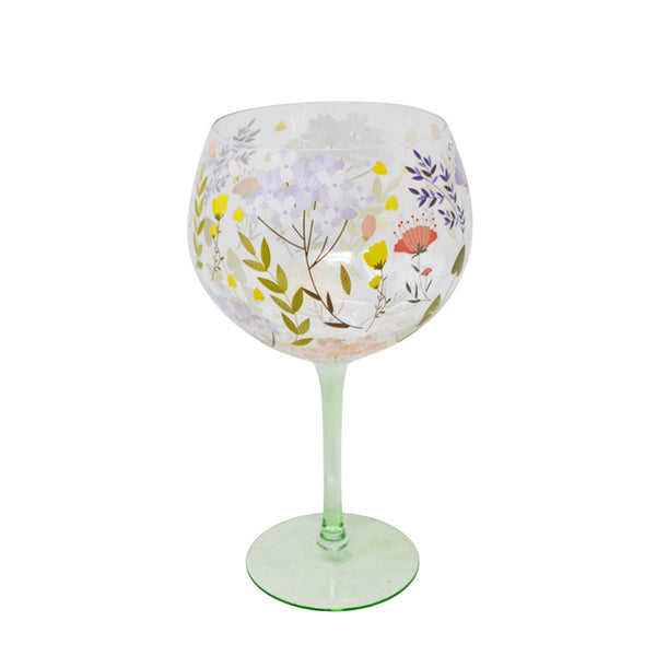 Flowers Stemmed Wine Glass