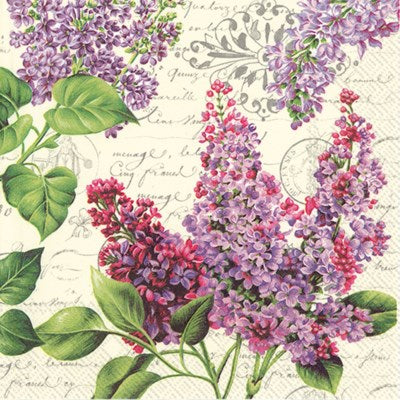Cocktail Paper Napkin:  Lilac Letters