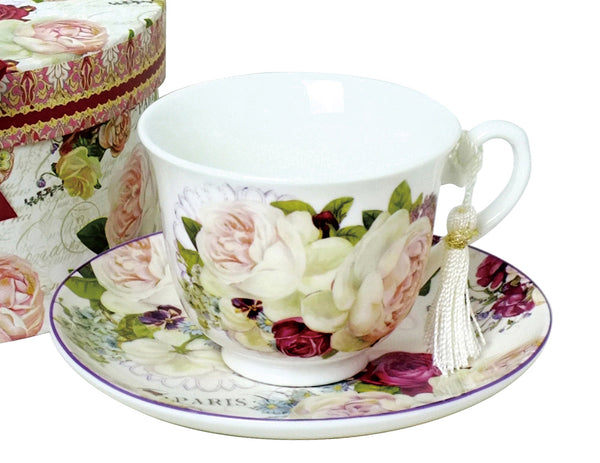 Country Rose Teacup And Saucer With Gift Box