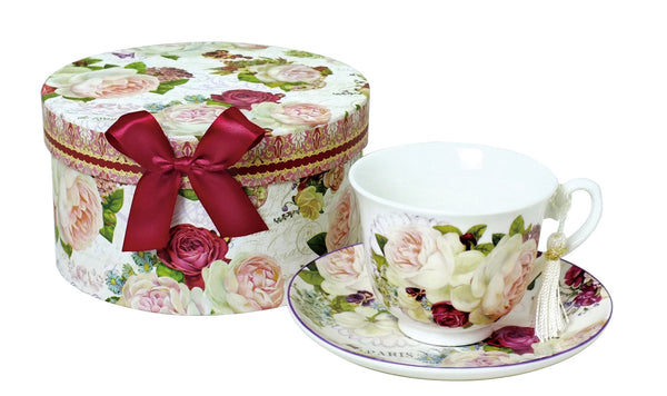 Country Rose Teacup And Saucer With Gift Box