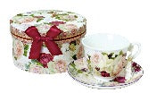 Country Rose Teacup And Saucer With Gift Box