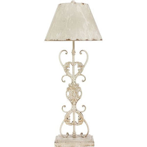 Distressed Metal Scroll Table Lamp