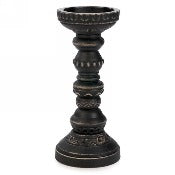 Black Antique Pillar Candle Holder - TALL
