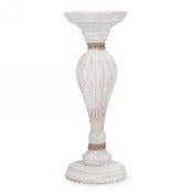 White Textured Pillar Candle Holder -TALL