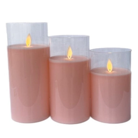 Assorted Slim Pillar Flameless Candle: Pink, INDIVIDUALLY SOLD