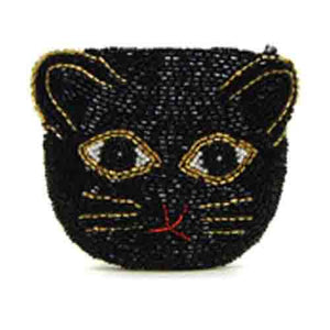 Black Cat Beaded Wallet