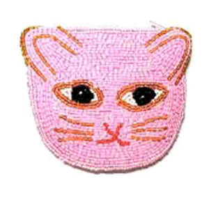 Pink Cat Beaded Wallet