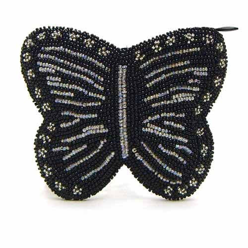 Black Butterfly Beaded Wallet