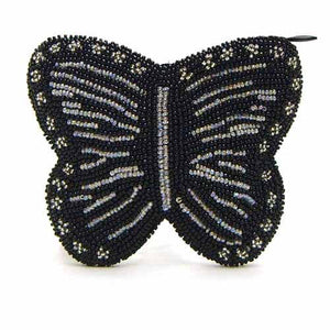 Black Butterfly Beaded Wallet