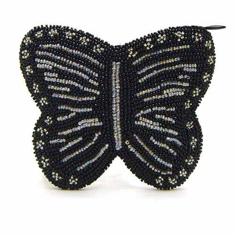 Black Butterfly Beaded Wallet