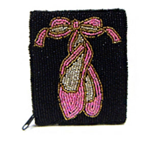 Black Ballet Slippers Beaded Wallet
