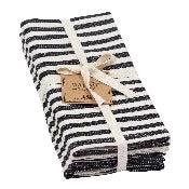 Black Striped Linen Napkin, Set Of 4