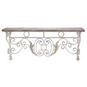 Distressed Wrought Iron Wall Shelf