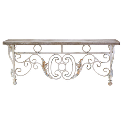 Distressed Wrought Iron Wall Shelf