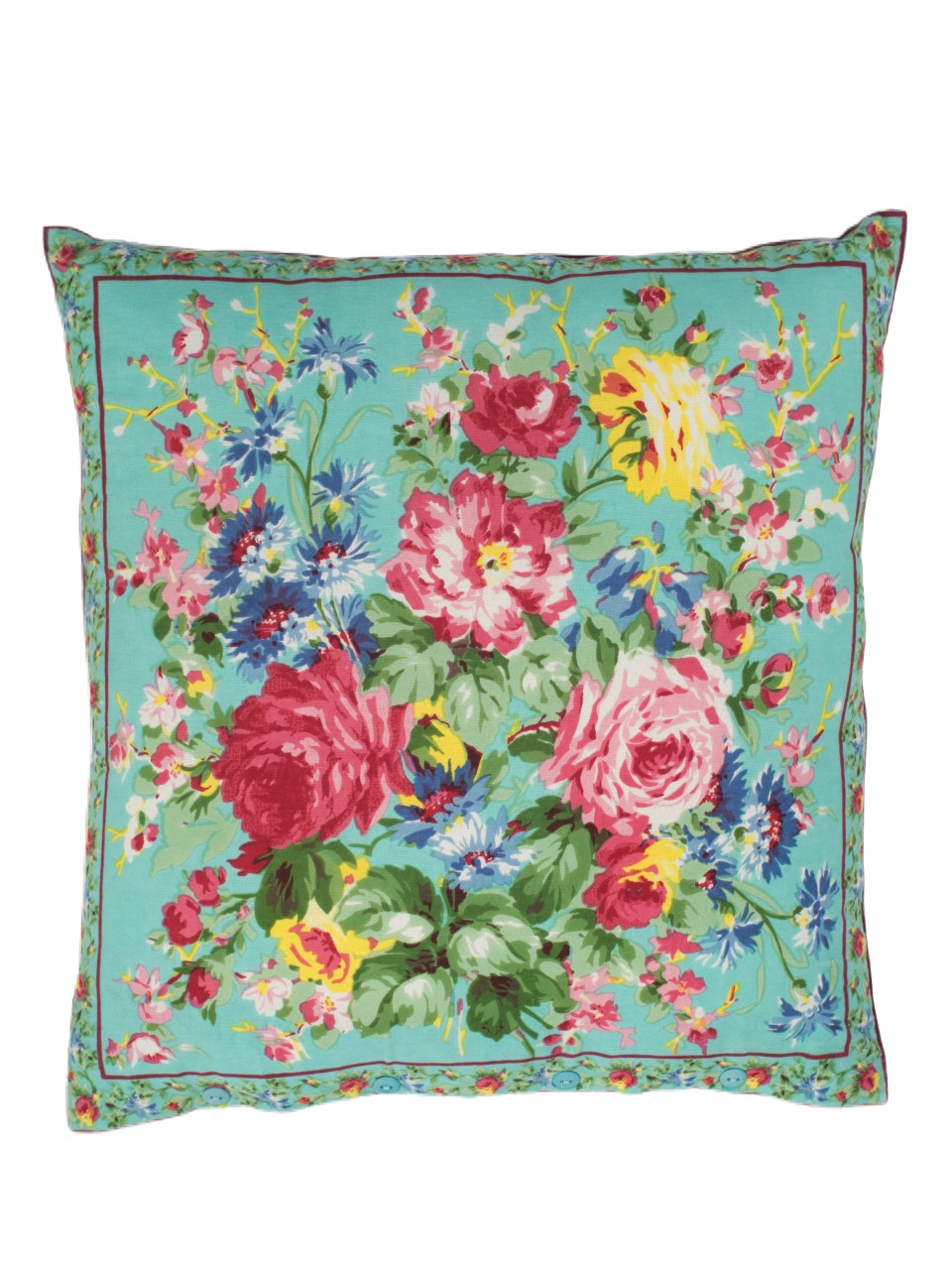 April Cornell Cottage Rose Pillow, Aqua