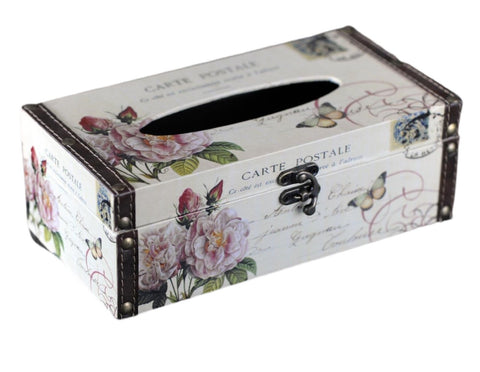 Antique Rose Postcard Kleenex Box