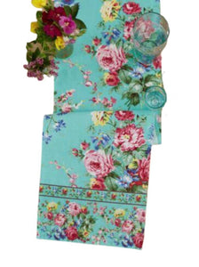 April Cornell Cottage Rose Runner Aqua