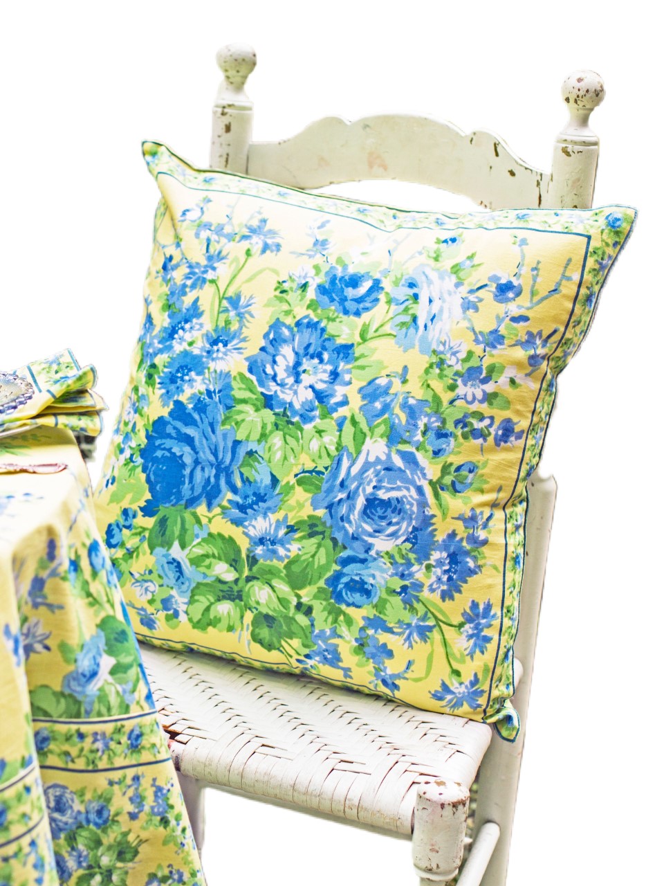 April Cornell Cottage Rose Pillow, Lemon