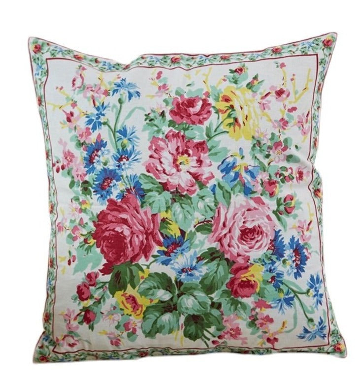 April Cornell Cottage Rose Pillow, Ecru