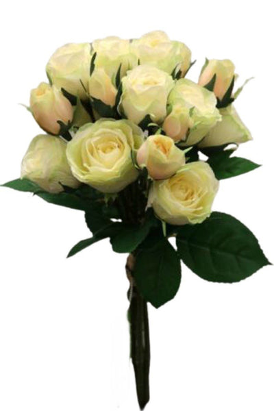 16" Pink And Cream Rose Bouquet