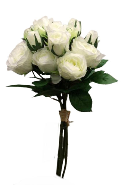 16" White And Cream Rose Bouquet