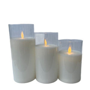 Assorted Pillar Flameless Candle: Cream, INDIVIDUALLY SOLD